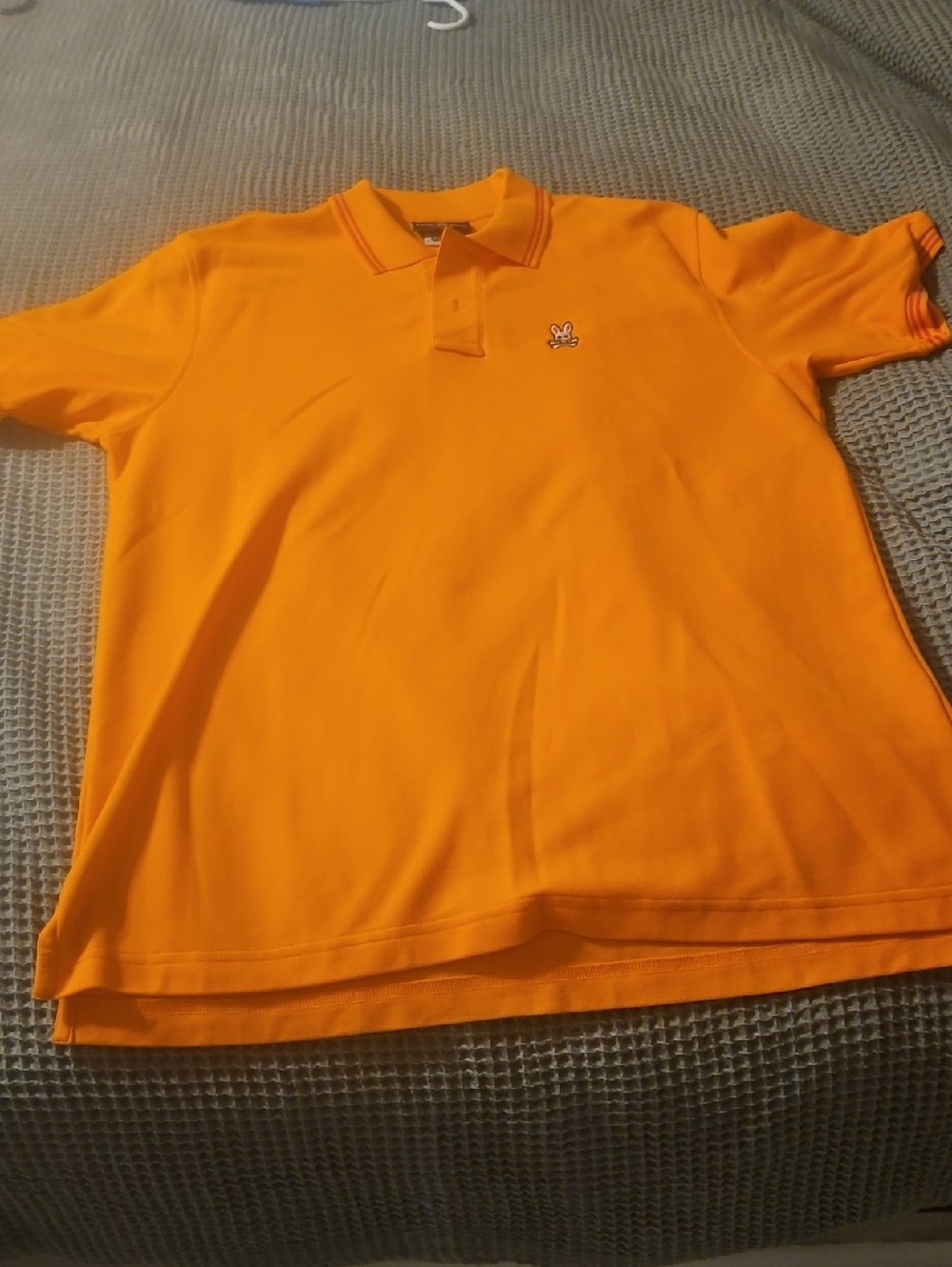 Psycho Bunny Bright Orange Polo with Red Stripe Detail